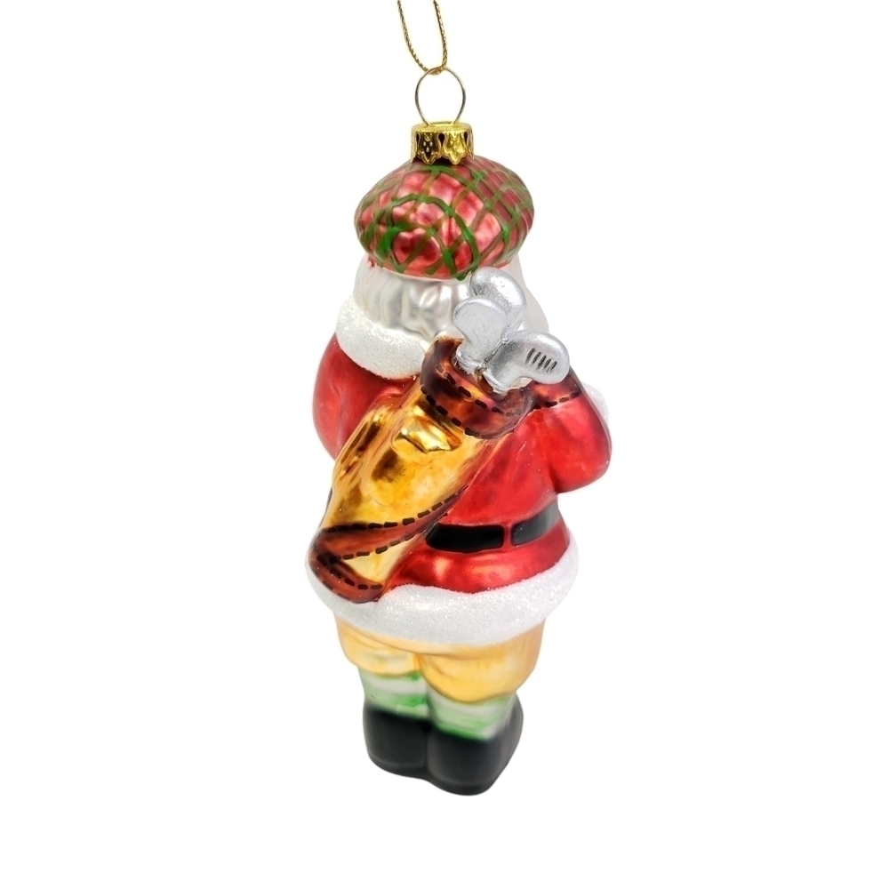 Vintage Blown Glass Santa Golfer Christmas Ornament Scottish Plaid Hat Golf - Picture 3 of 6